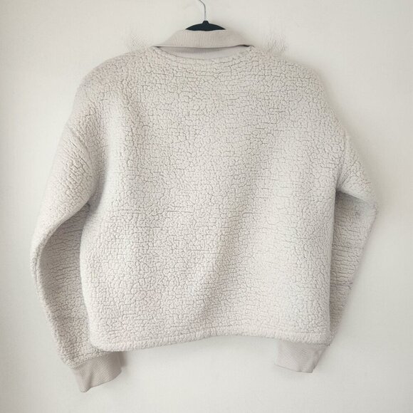 Banana Republic Cream Sherpa Quarter Zip Pullover Sweater Women's S - Picture 2 of 8